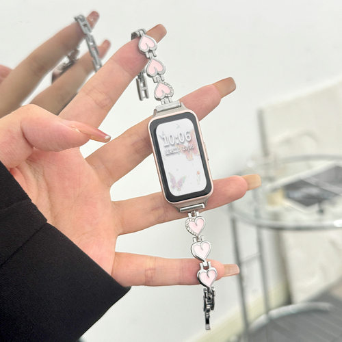 适用华为手环9表带8新款7爱心链