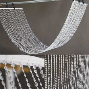 韩式 饰 婚礼亚克力水晶飞碟珠帘波浪吊顶婚礼舞台订婚宴背景吊顶装