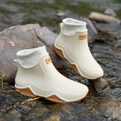 女鞋 秋冬新款 户外徒步登山鞋 防水雨鞋 加绒棉鞋 防雨涉水防滑雨靴男