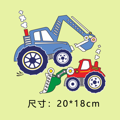 卡通挖掘机烫画贴热转印贴印花