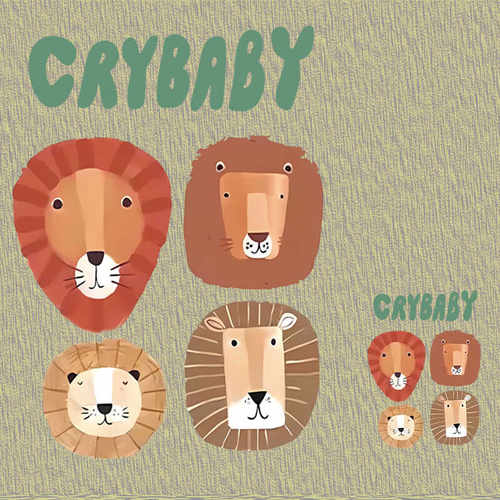 热转印白墨烫画baby狮头字母图案