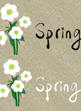 简约唯美文艺小清新白花朵spring字母热转印T恤卫衣印花白墨烫画