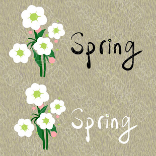 简约唯美文艺小清新白花朵spring字母热转印T恤卫衣印花白墨烫画