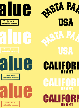 新款潮牌Value英文字母热转印T恤卫衣印花装饰贴柯式过粉胶印烫画