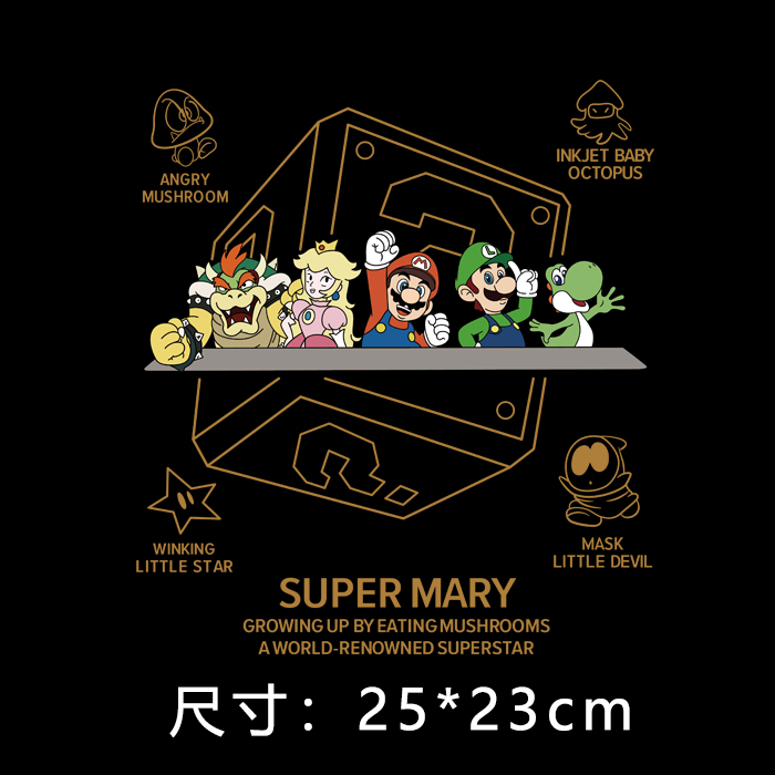 卡通超级玛丽印花贴字母热转印贴