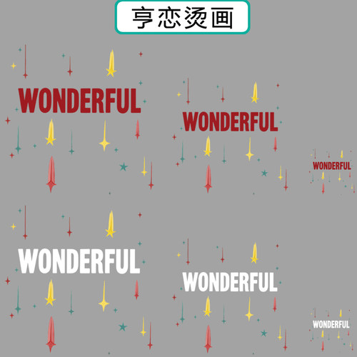 彩色流星wonderful热转印衣服印花装饰辅料贴高弹胶印白墨烫画贴