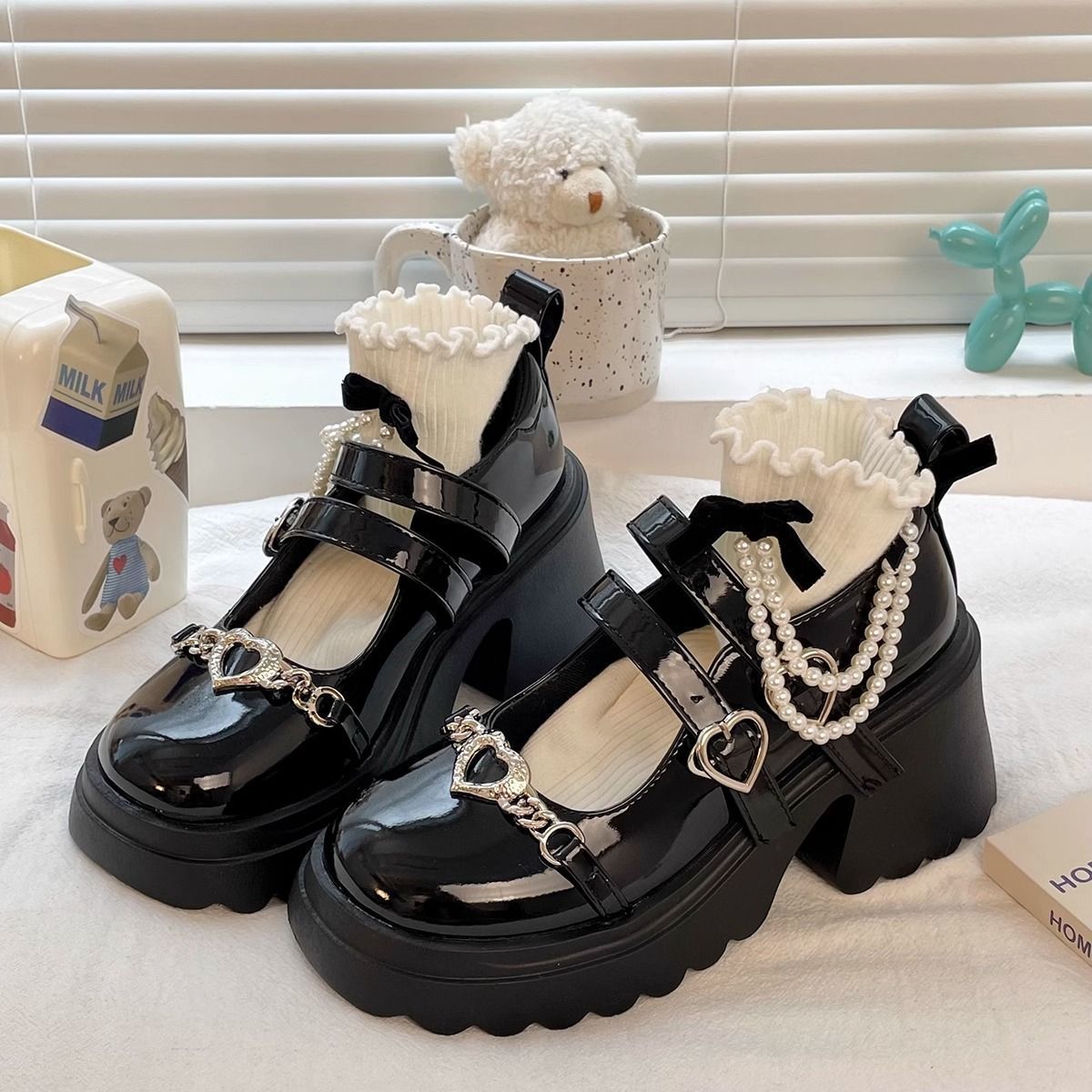 黑色英伦粗高跟小皮鞋女2025夏季薄新款日系jk厚底复古玛丽珍单鞋