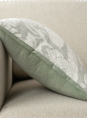 雪尼尔抱枕客厅沙发靠垫床头靠枕抱枕套不含芯腰靠枕高级感绿色