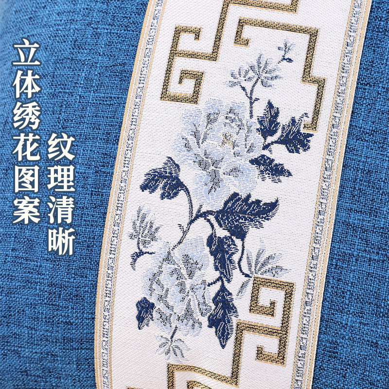 新中式刺绣抱枕套实木沙发棉麻靠枕靠背垫国风绣花客厅大号靠垫套