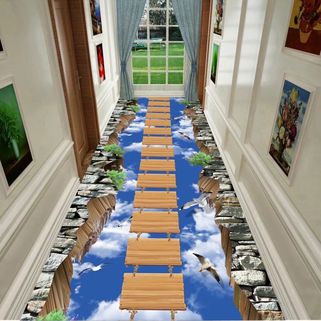 3D惊险视觉地毯高档酒店走廊过道长条地垫宾馆商用卷材地毯可裁剪