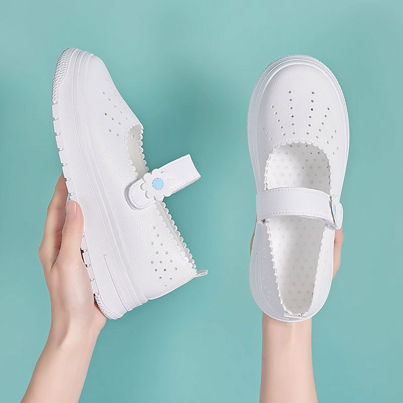 护士鞋女软底透气增高不累脚2025新款凉鞋厚底工作医护专用小白鞋