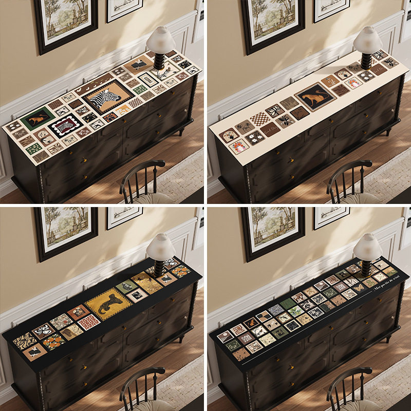 电视柜桌垫中古风鞋柜玄关垫子防水皮革可裁剪高级感餐边柜保护垫