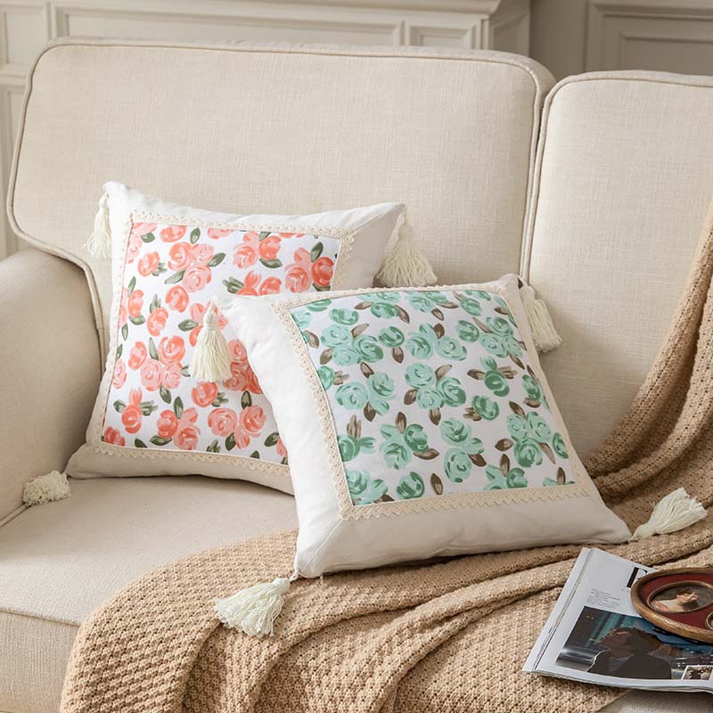 小清新田园ins风抱枕氛围装饰客厅沙发靠枕家居卧室床上流苏靠垫