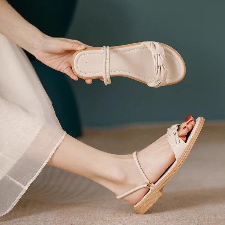 韩版低跟优雅时尚凉鞋两穿配裙子拖鞋2025夏季新款百搭沙滩鞋女鞋