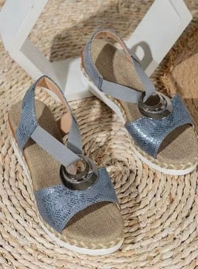 新款亚马逊y外贸轻底wish2023ab鱼嘴凉鞋女坡跟e夏季欧美麻绳黑色