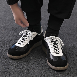 小众运动休闲板鞋男款韩版真皮透气百搭复古隐形内增高5cm德训鞋