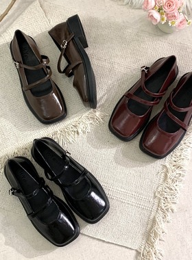 设计感小众法式复古玛丽珍单鞋2025年新款秋季粗跟黑色英伦小皮鞋