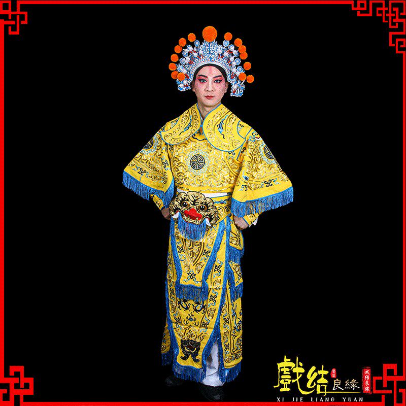速发戏曲戏剧豫剧演出服改良靠秦腔服饰武生武将男大靠软靠绉男改