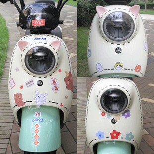 速发电动车猫耳朵改饰爱玛可爱电瓶配装造小车件头盔贴纸改造晴天