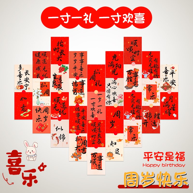 速发兔宝宝周岁卡道装饰背景墙贴纸生日场景布置氛围感礼周抓用品