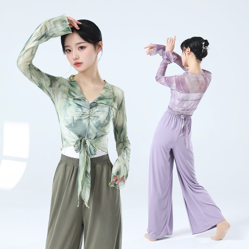 速发古典舞练功服中国舞身韵舞蹈服纱衣夏天新款飘逸形体上衣