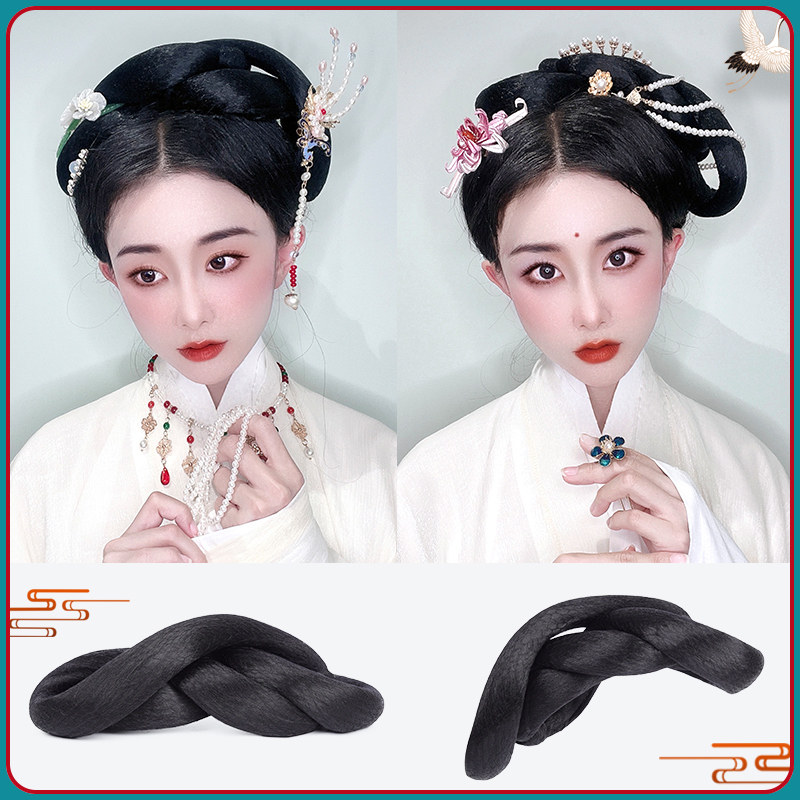 速发古装汉服假发包一体式百变环环发髻古风明制式造型垫发牛角麻