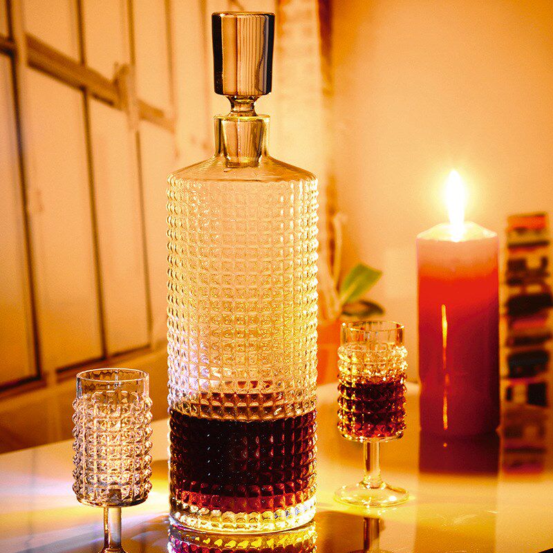 速发Kroso波兰轻奢手工器璃醒酒玻红酒带盖子酒樽摆件装饰洋酒瓶