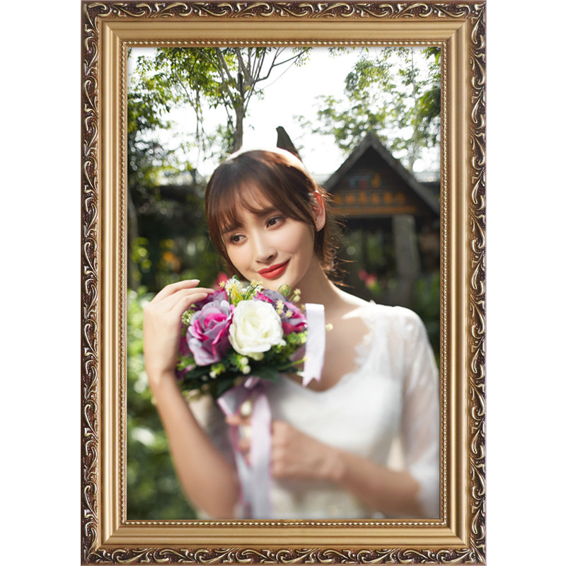 现货速发欧式实木婚纱照相框挂墙16 20 0寸大尺寸洗照片素描装饰
