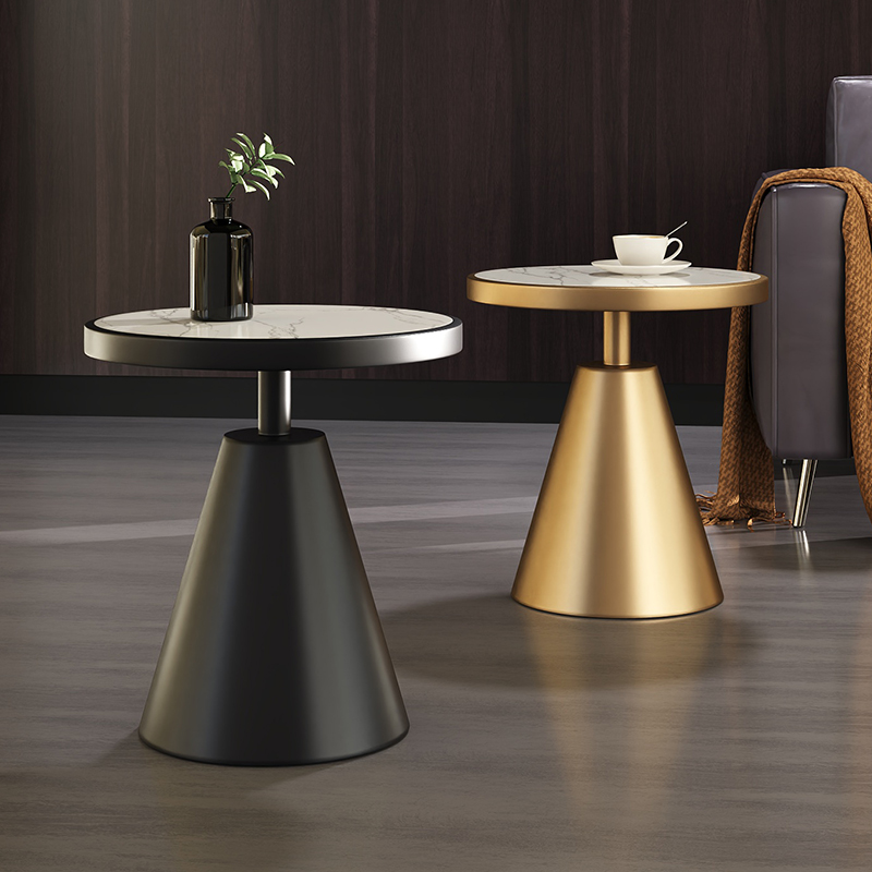 速发边几轻奢大理石岩板茶几沙发边桌客厅酒谈小圆桌家店会议洽用