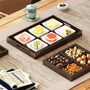 速发木质点式托盘围炉煮茶配心点件下午茶中盘糕点零食小吃干果水