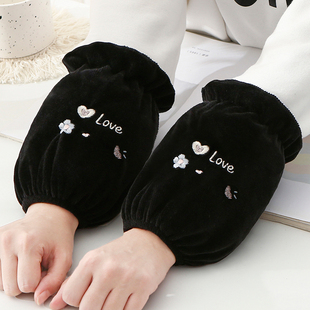 速发袖套儿款秋冬加厚保暖可爱黑色绒新防污成人布童家务防脏短护