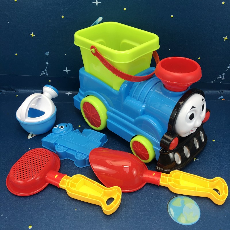 速发2套21夏天童儿男蓝色火车沙滩车玩沙子沙滩桶游泳玩具铲沙子0