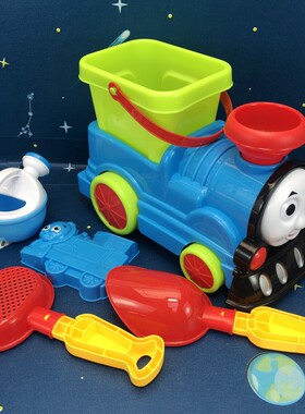 速发2套21夏天童儿男蓝色火车沙滩车玩沙子沙滩桶游泳玩具铲沙子0