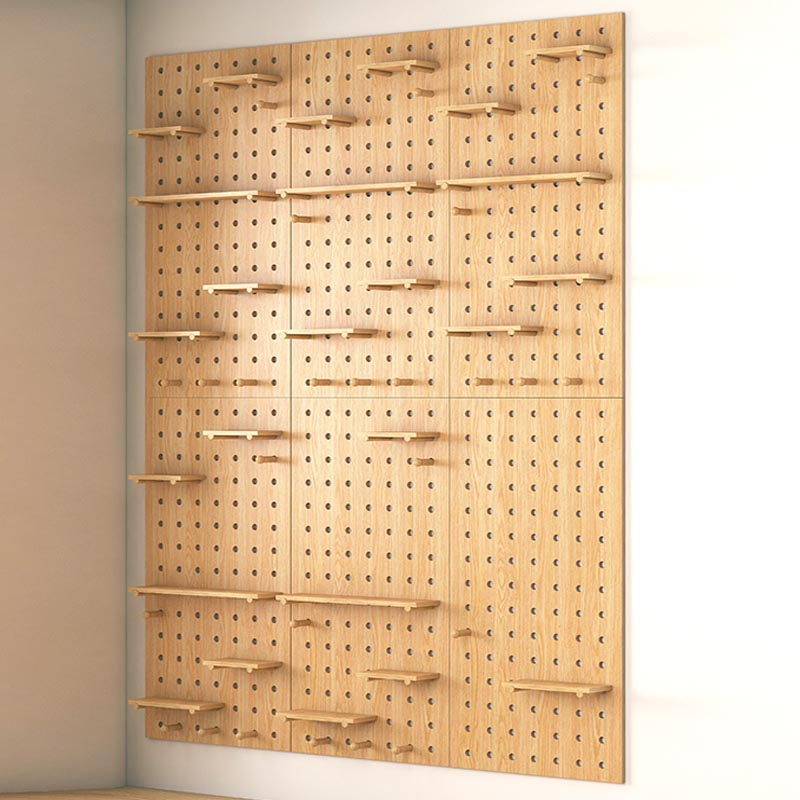 速发洞洞板置物架架木挂板玄质入户木关配件洞洞墙板原木书实收纳