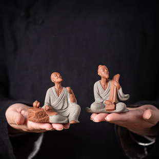 速发中式紫砂茶圣陆羽伯牙抚琴摆件历史桌物茶房客厅书室人面装饰