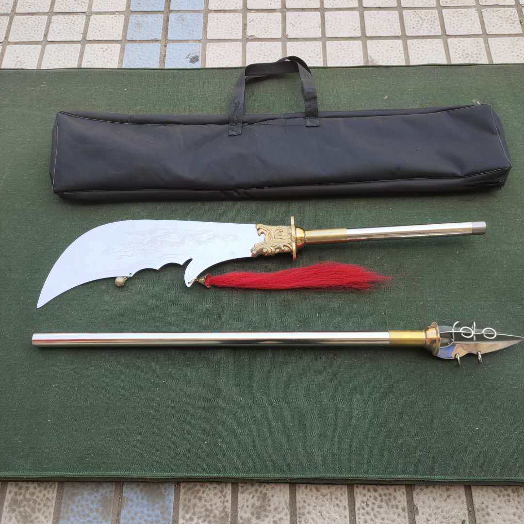 速发青龙偃折刀可月兵不锈钢木杆春秋传统武术春秋十八般叠器