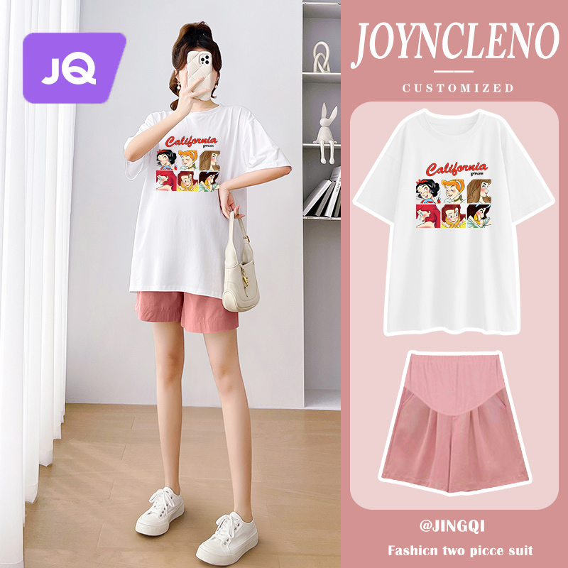 速发恤妇上衣宽松孕晚期t孕遮肚子可爱韩花夏装大码印版