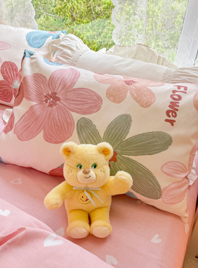 速发枕头套一对c纯棉夏季枕套单个48cmx74学m双人全棉整套装生枕