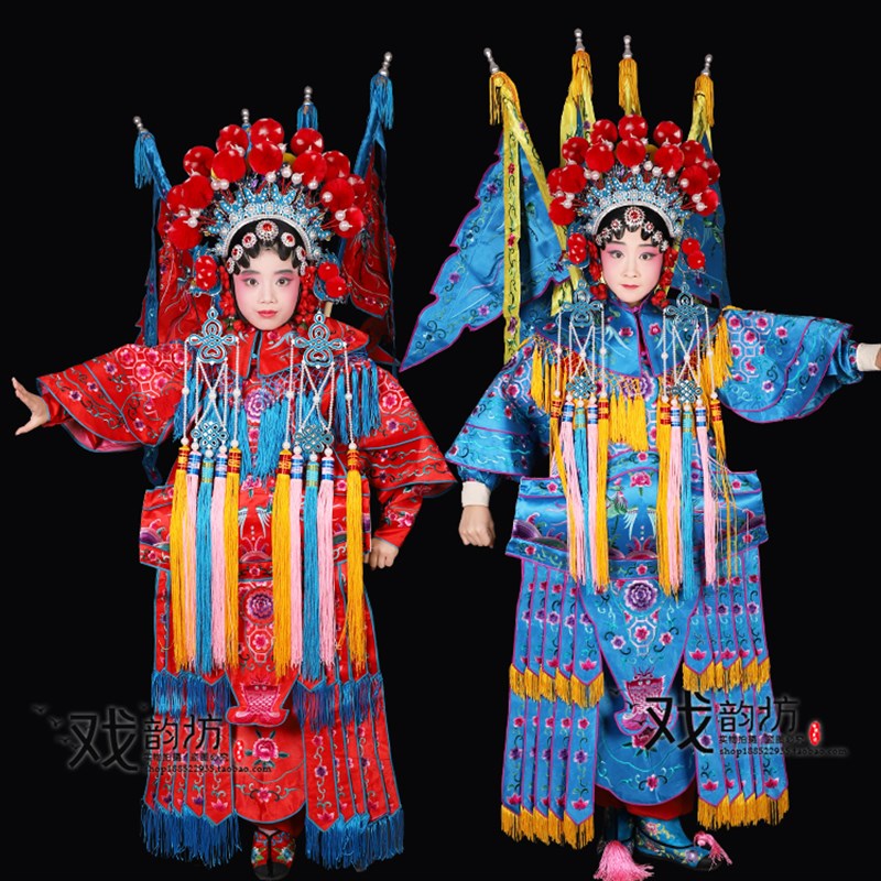 速发戏靠儿童学生小孩将京剧演出服装 武旦穆桂英挂帅电曲大靠