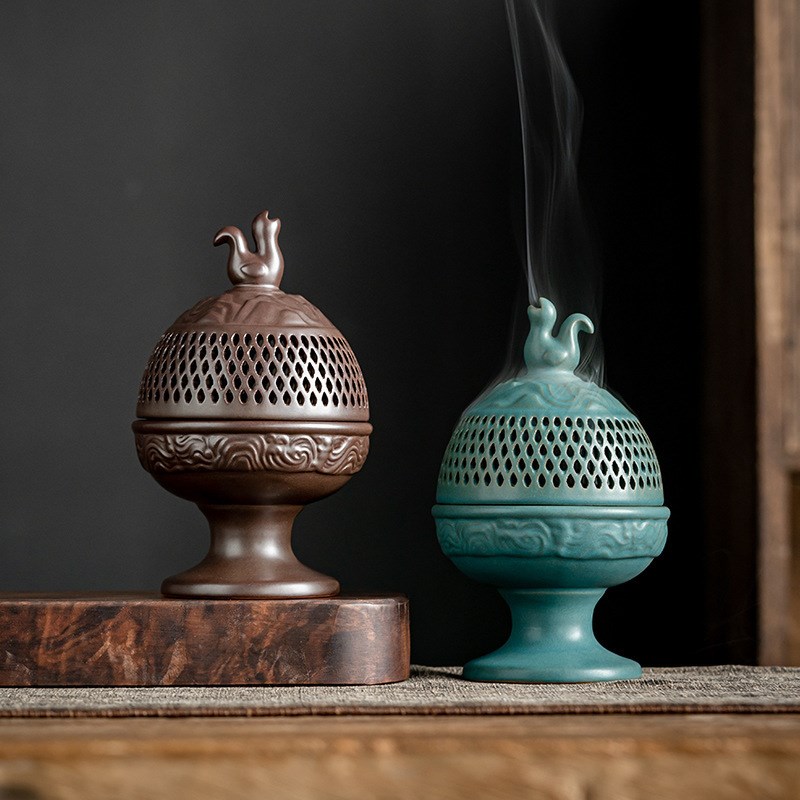 速发陶瓷仿山用炉家香盘香檀香炉创意镂空博古炉室内茶道禅意复古
