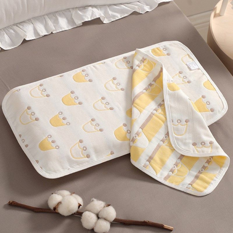 速发新款儿头枕巾幼儿六层纱布吸汗透气宝宝新生枕童巾柔软婴儿园