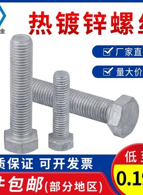 速发8度8级热镀2全牙外六角螺丝M8M10M18M20M锌4高强.热浸锌光伏