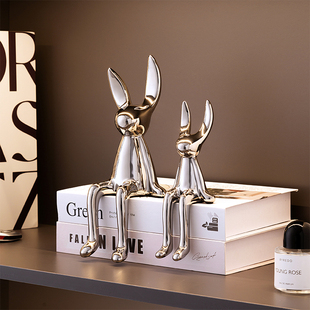 速发酒品装饰兔子坐姿摆件餐边柜客厅轻饰高端家居上档次装奢柜玄