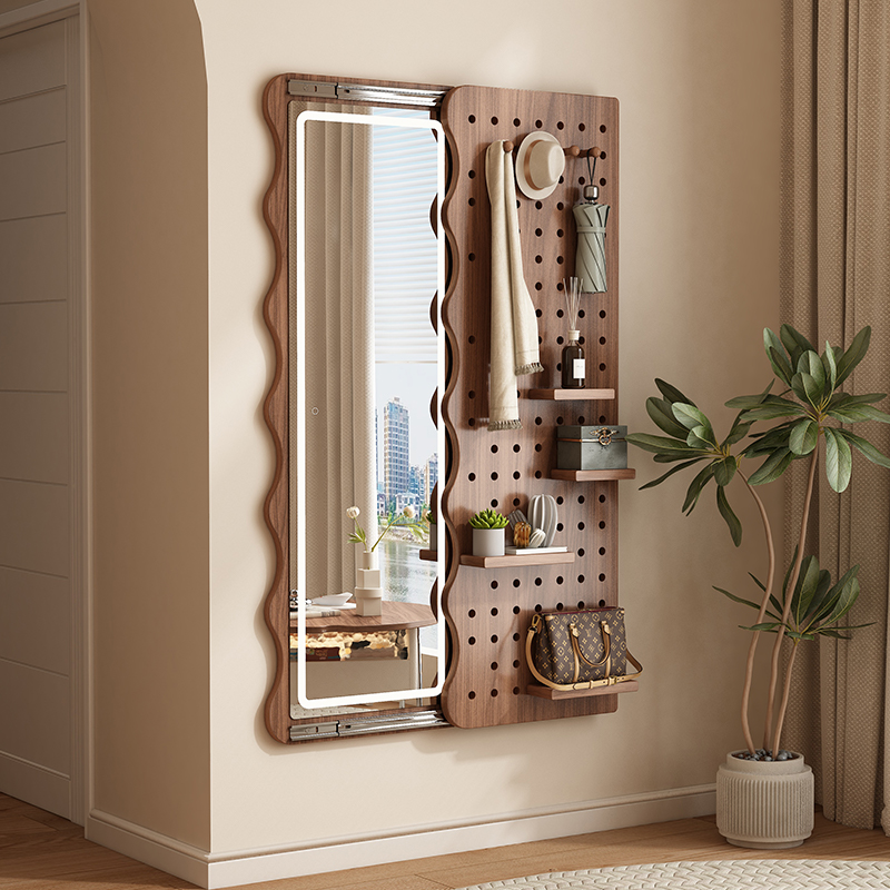 速发家客隐藏式全身穿衣镜可推拉壁画隐藏用厅卧室实木装饰画镜子