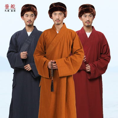 速发弘通僧服棉褂长秋冬苎麻棉款大褂男麻宽松僧袍