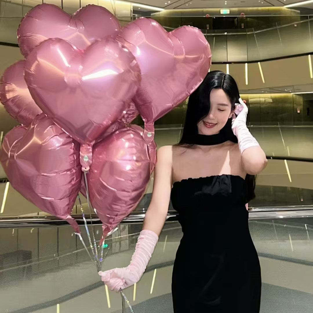 速发七日气饰拍照道具场景装球布置情人节飘空求婚生夕爱心形铝膜