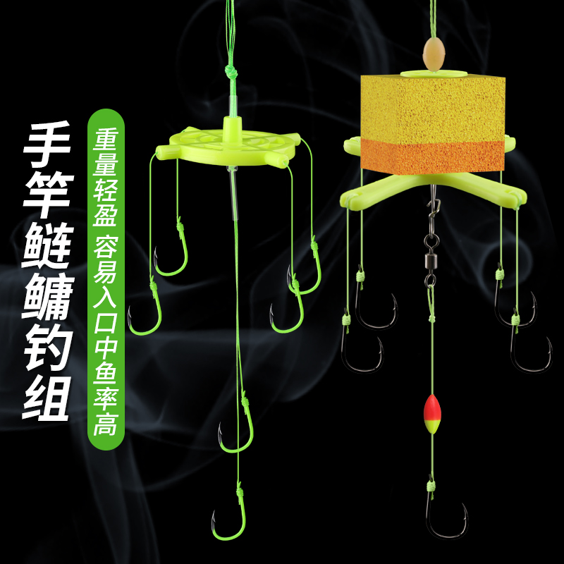 速发新款爆炸组鲢鱅翻板钩铅坠钓浮水怪饵笼套装钓钩钓