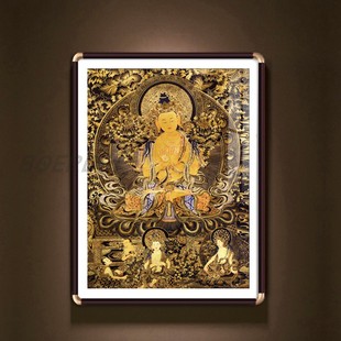 速发三世佛唐卡壁画西藏刻像客厅装饰画手弥复佛绘勒佛菩萨燃灯佛