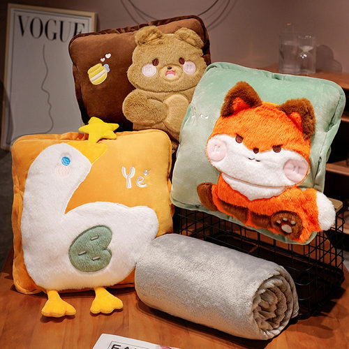 速发抱枕子被两用加厚公办室午睡毯子枕头被二合一汽车载靠垫靠枕