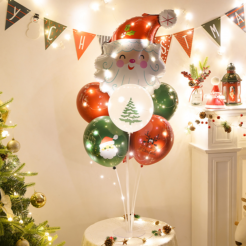 速发圣诞节派饰品气球桌幼树立柱摆件商场店铺飘儿园装对活动场景